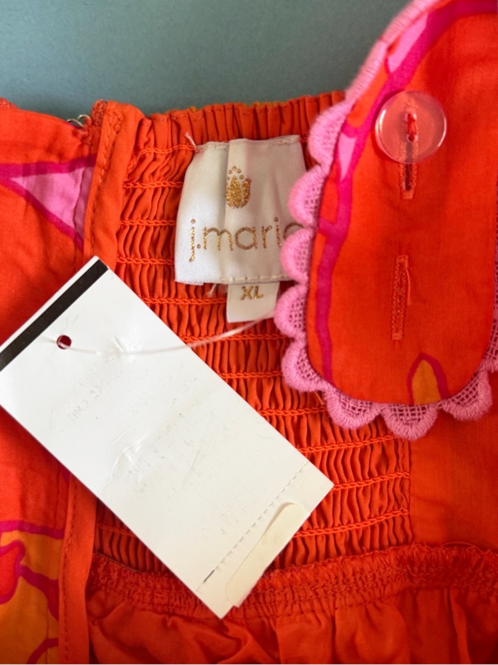 NWT J. Marie Lizzie Ric Rac Orange Floral Pink Preppy Summer Midi Dress - Picture 5 of 6
